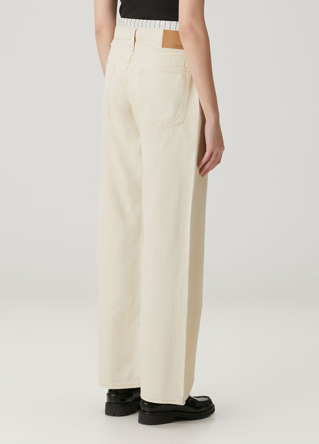 Rag&Bone Saige Relaxed Straight Krem Jean Pantolon görsel 4