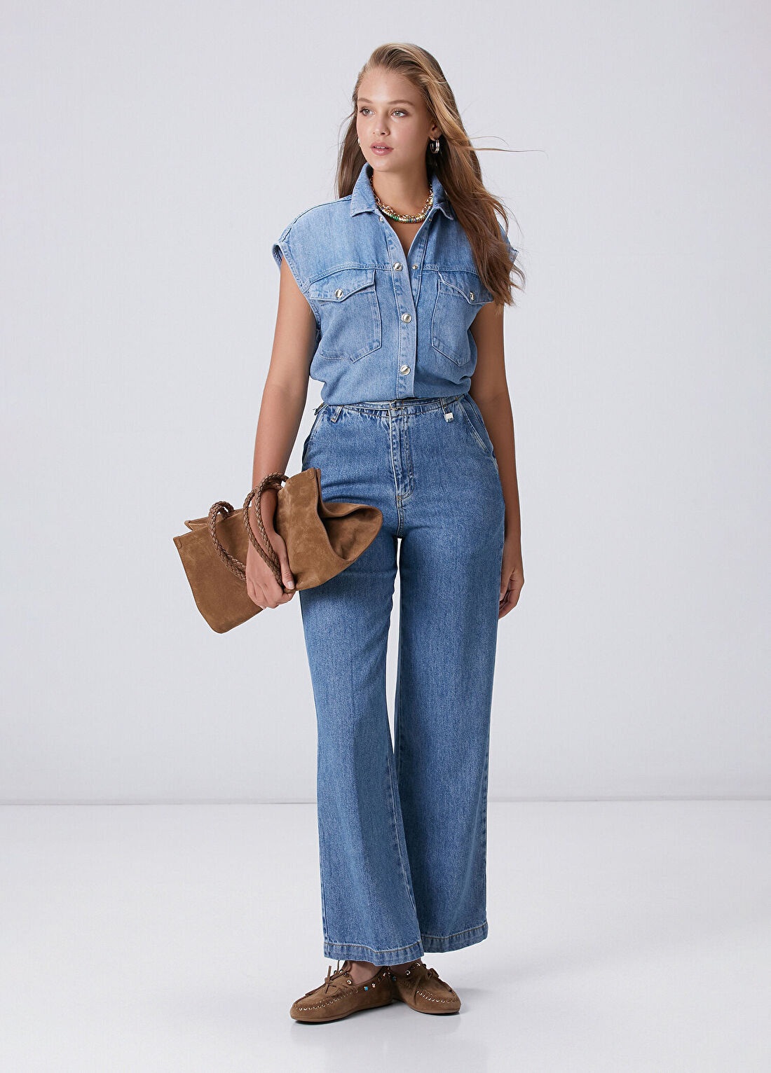 Network Indigo Tencel Denim Gömlek görsel 2