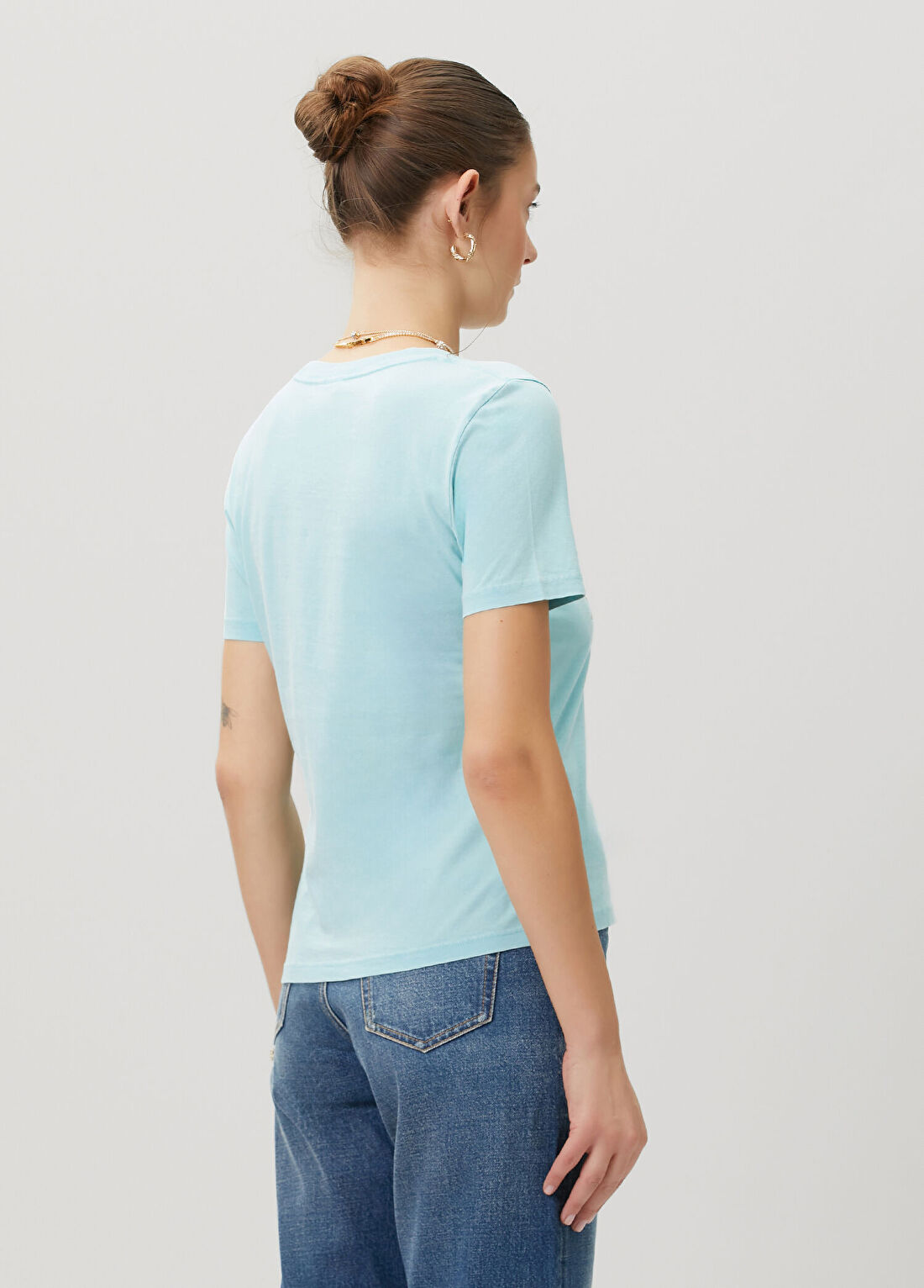 Chloe Mavi Logo Baskılı T-shirt görsel 4