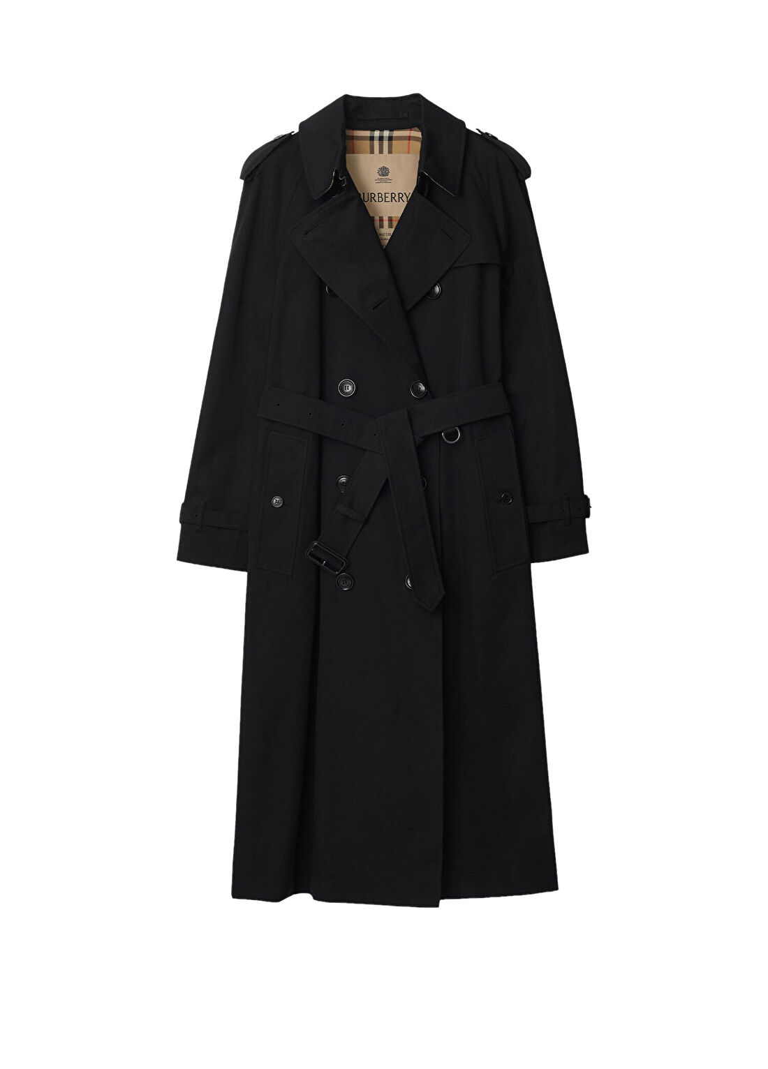 Burberry Long Waterloo Heritage Siyah Kadın Trençkot