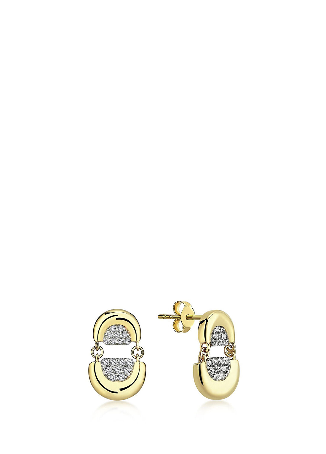 Reis Kuyumculuk Sangria Earrings Pırlanta Taşlı 14 Ayar Altın Kadın Küpe
