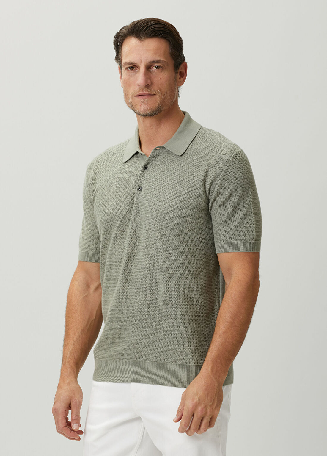 Corneliani Yeşil Polo Yaka Kısa Kollu Triko görsel 3