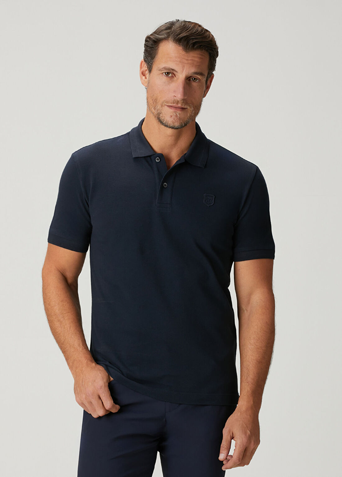 Corneliani Lacivert Polo Yaka T-shirt