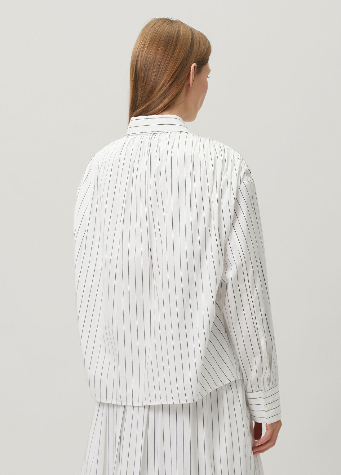 Jil Sander Beyaz Çizgili Gömlek görsel 4