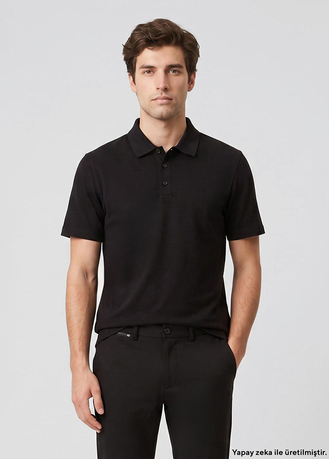Network Siyah Jakarlı Polo Yaka T-shirt