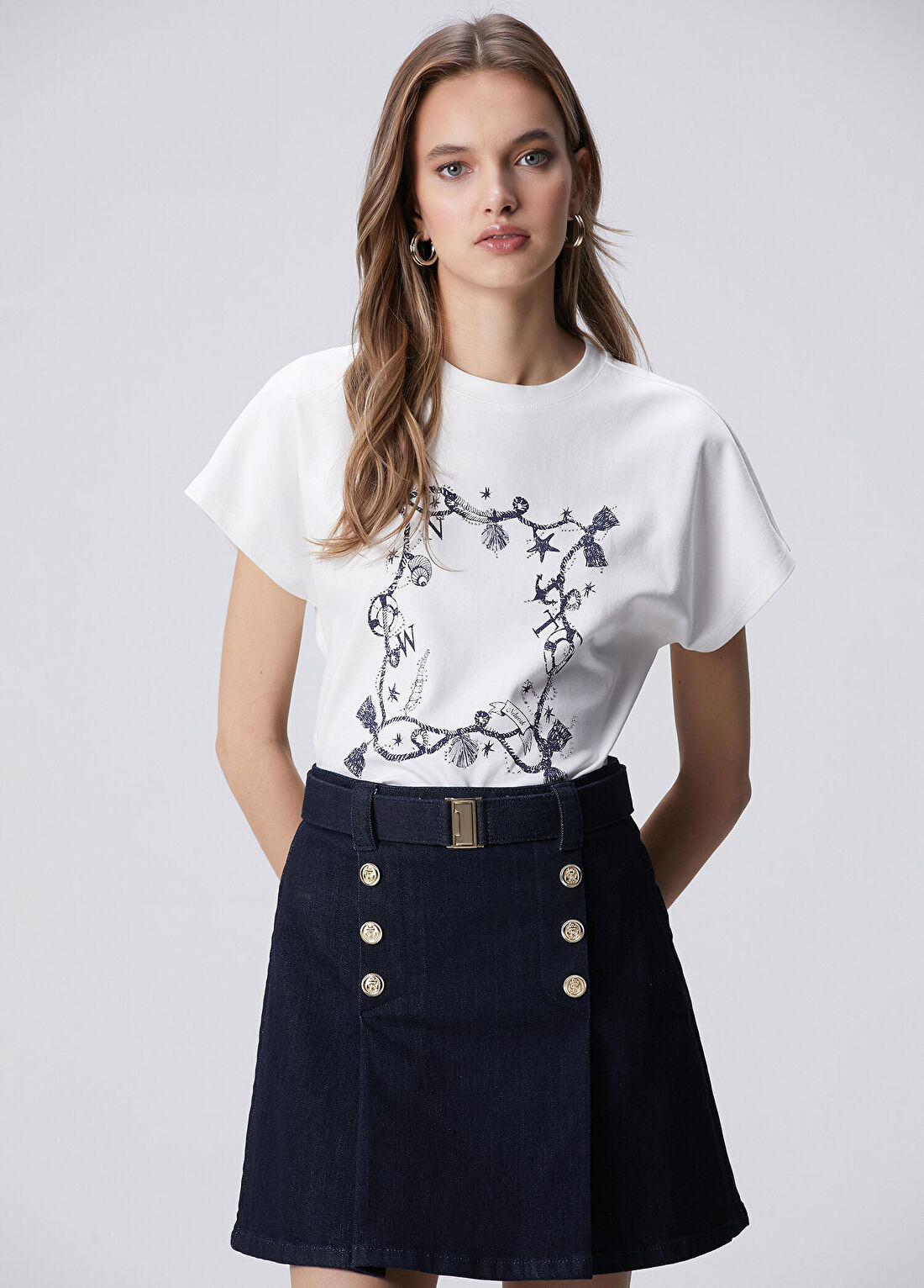 Network Kırık Beyaz Baskılı Hotfixli T-shirt