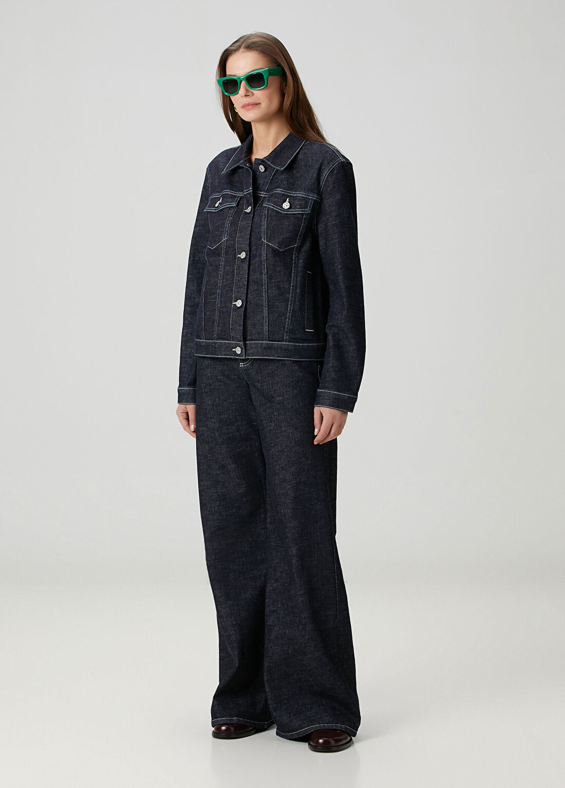 Marni Lacivert Dikiş Detaylı Denim Ceket görsel 2