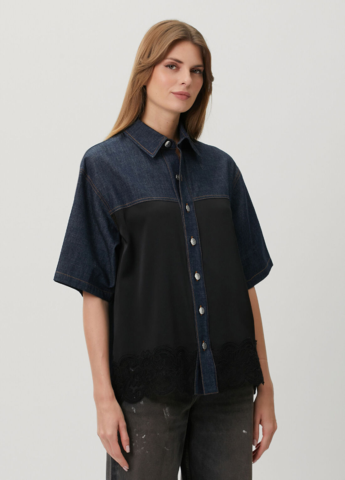 Stella McCartney Lacivert Denim Gömlek görsel 3