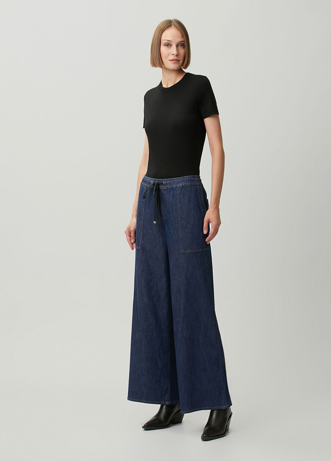 7 For All Mankind Utility Lacivert Wide Leg Jean Pantolon