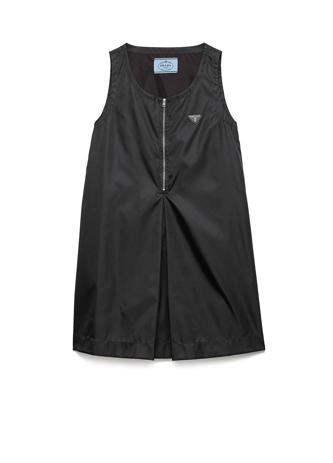 Prada Siyah Re-Nylon Kolsuz Kadın Mini Elbise