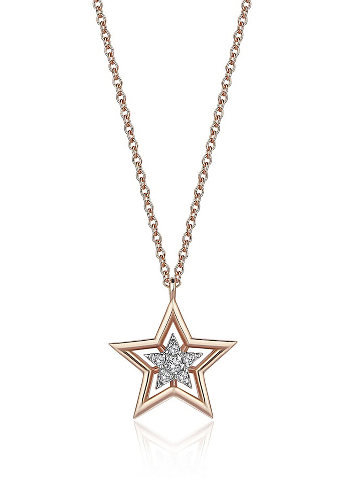 Reis Kuyumculuk Mini Star White 14 Ayar Rose Kadın Altın Kolye