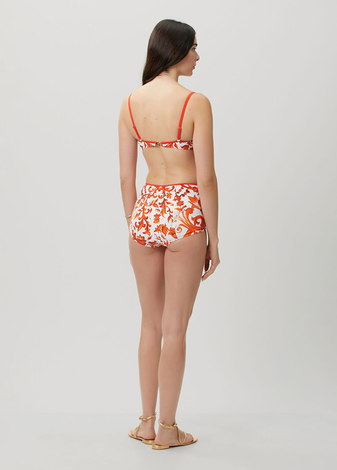 Dolce&Gabbana Turuncu Beyaz Desenli Bikini Takımı görsel 4
