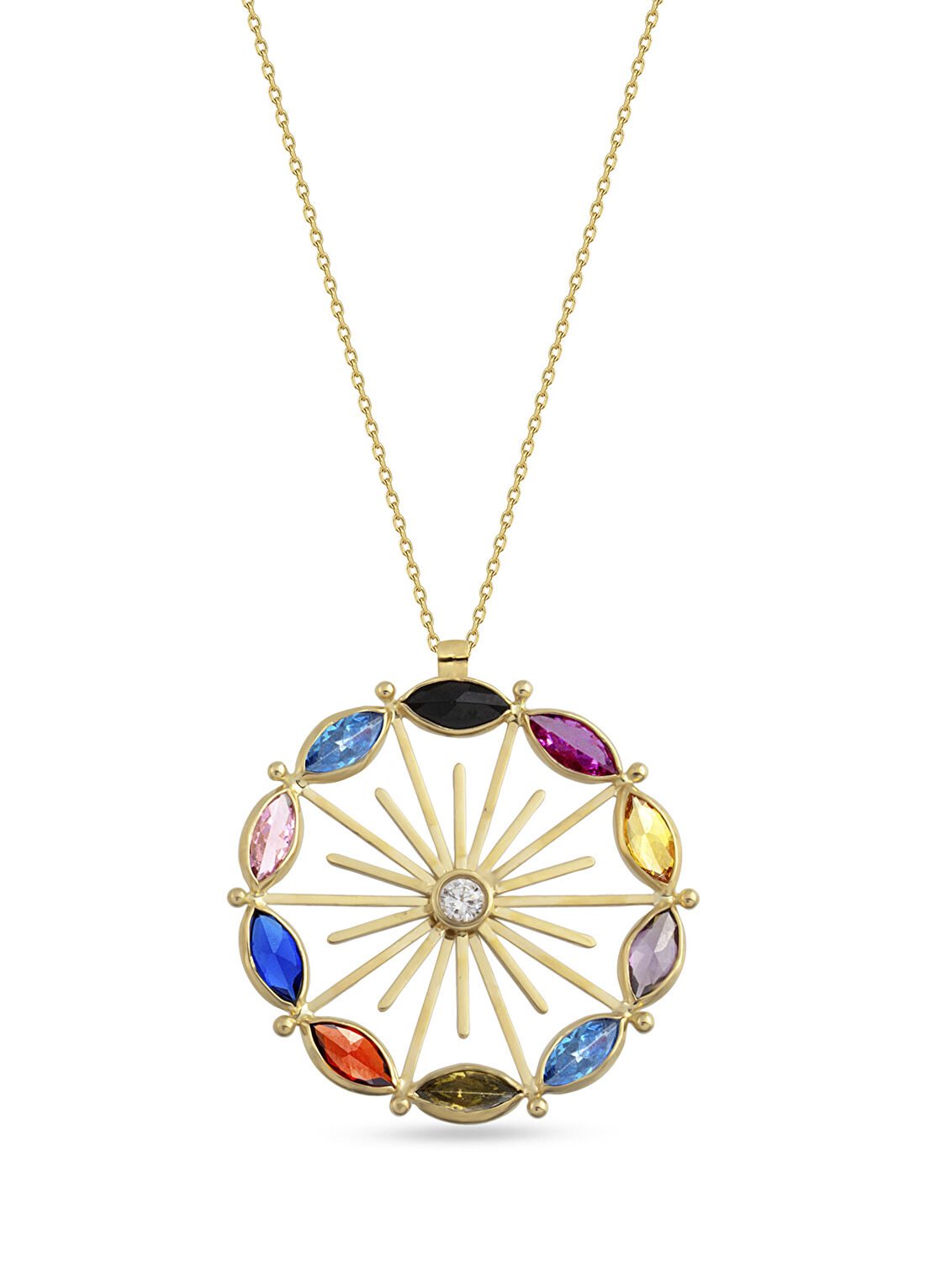 Orena Jewelry Circle Garden Pırlanta Taşlı 14 Ayar Altın Kadın Kolye