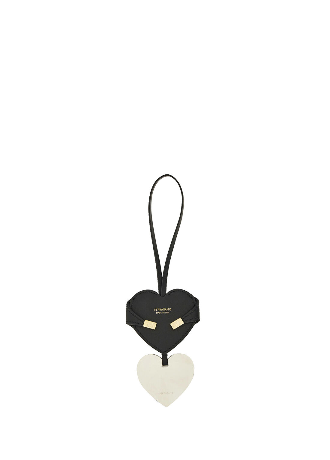 Ferragamo Hug Heart Mirror Siyah Deri Çanta Aksesuarı görsel 3