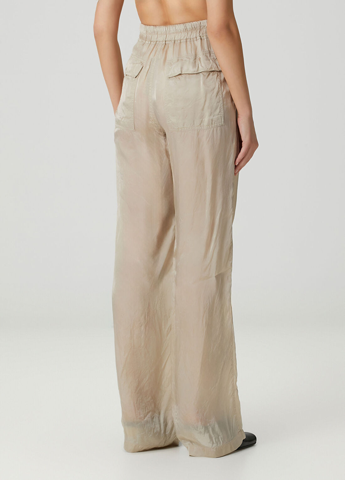 Rick Owens Bej Cupro Pantolon görsel 4