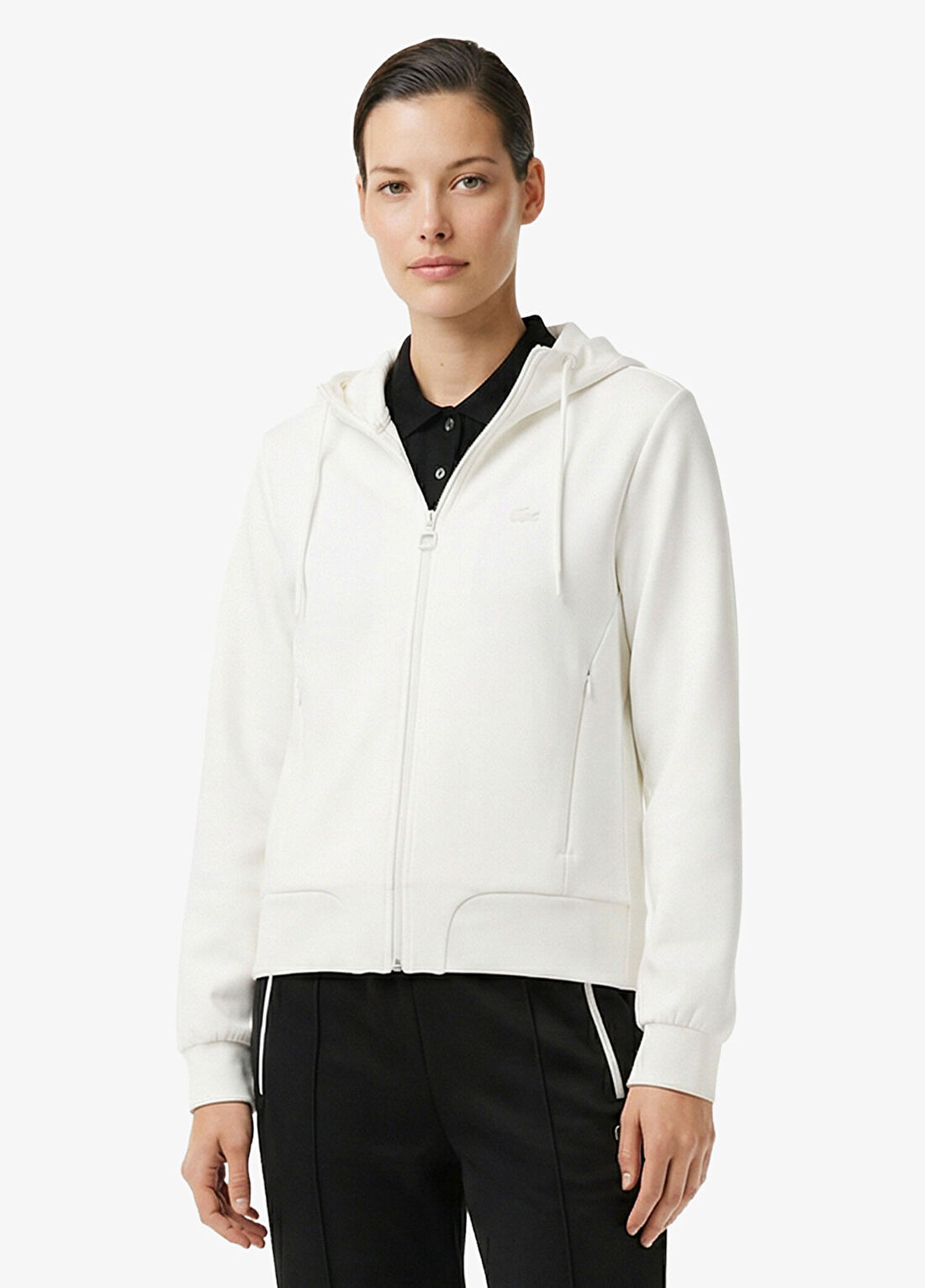 Lacoste Beyaz Regular Fit Kapüşonlu Kadın Sweatshirt