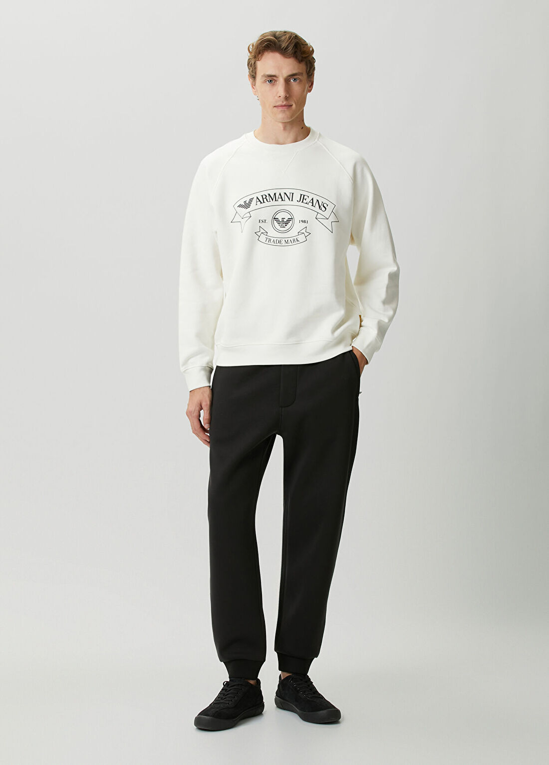 Emporio Armani Beyaz Logo Baskılı Sweatshirt görsel 2
