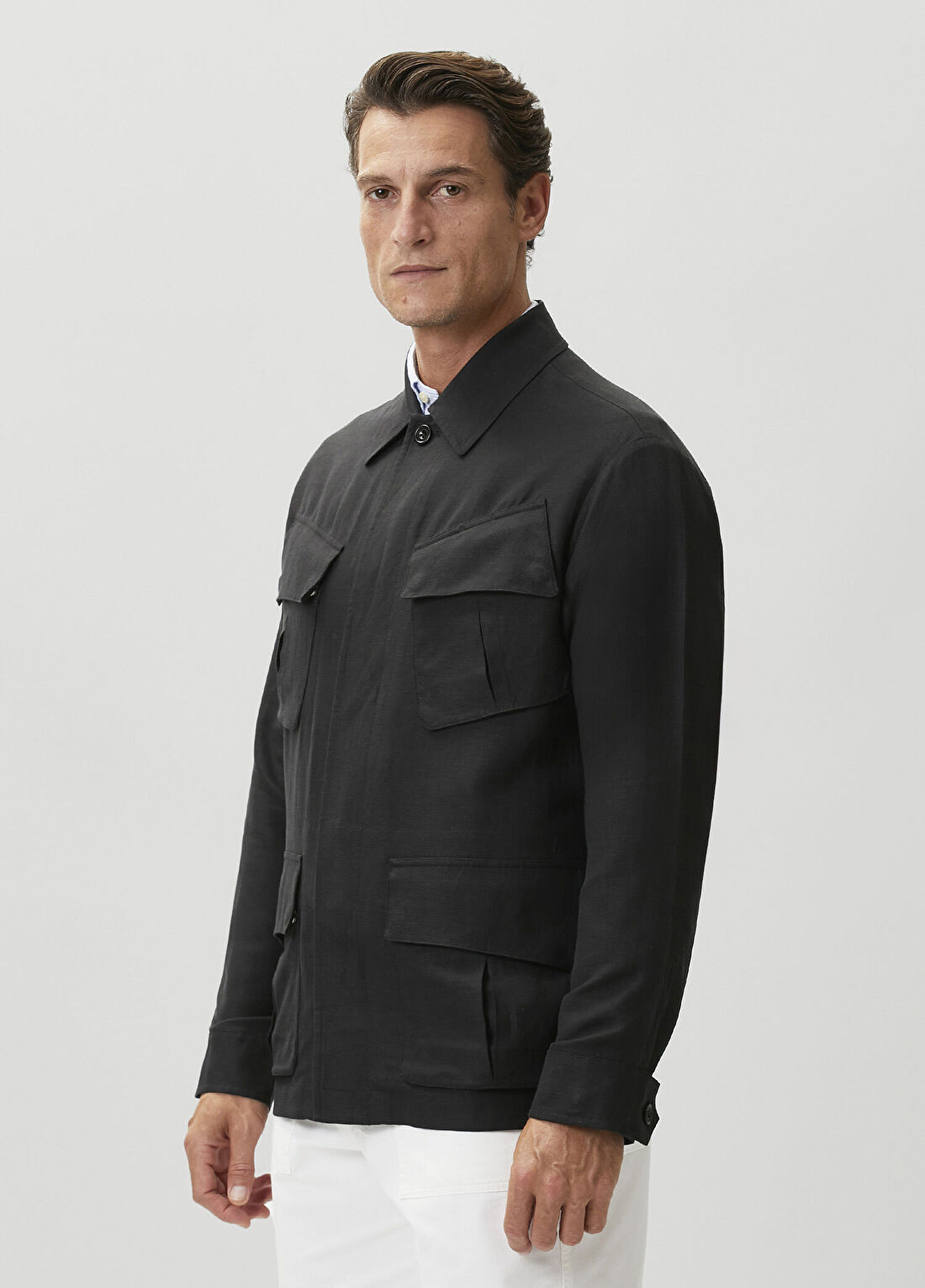 Ralph Lauren Purple Label Siyah Keten Karışımlı İpek Ceket görsel 3