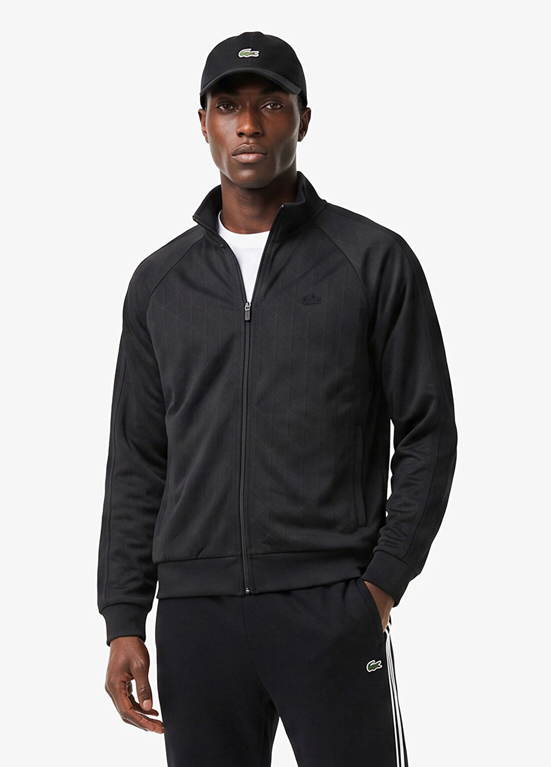 Lacoste Siyah Monogram Regular Fit Fermuarlı Erkek Sweatshirt