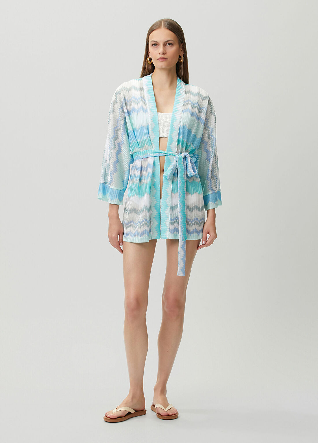 Sandshaped Telina Turkuaz Desenli Kimono