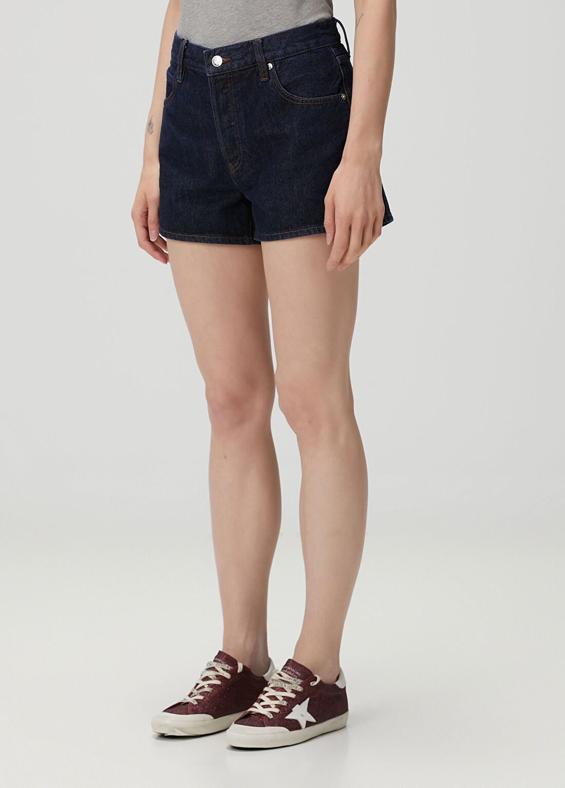 Frame Denim Antrasit Mini Denim Şort görsel 3