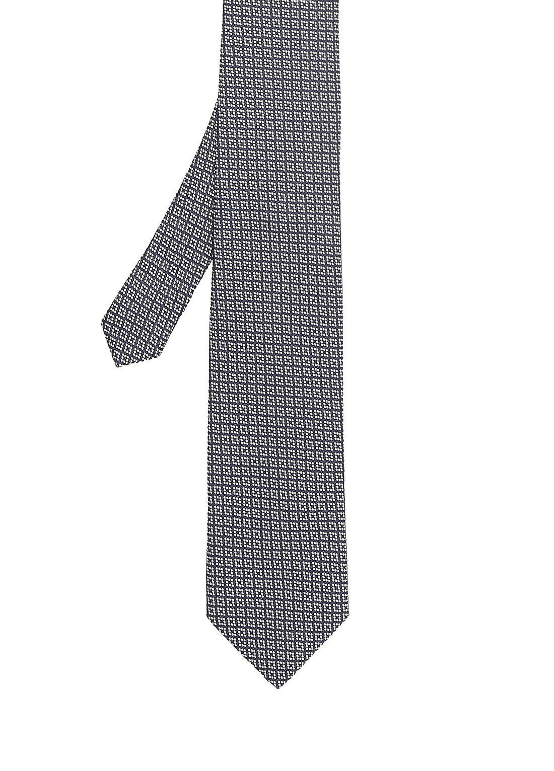 Beymen Bes Navy Geometrik Desenli İpek Kravat