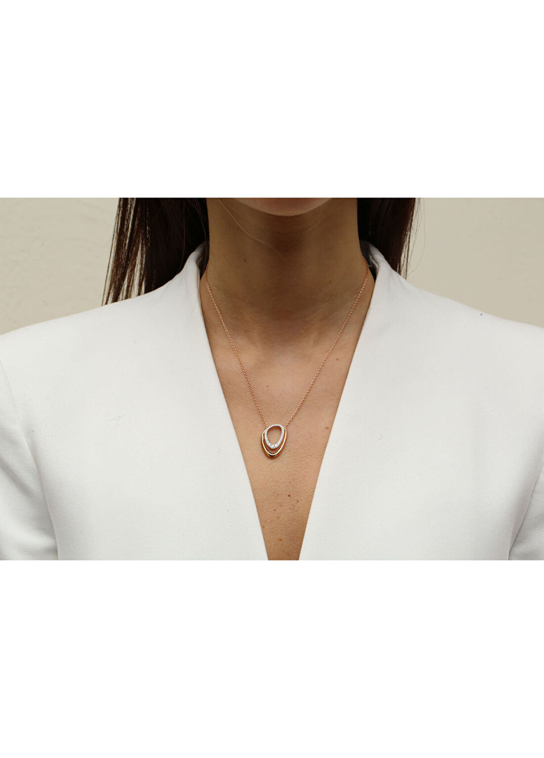 Reis Kuyumculuk Coexist Necklace 14 Ayar Altın Kadın Pırlanta Kolye görsel 3