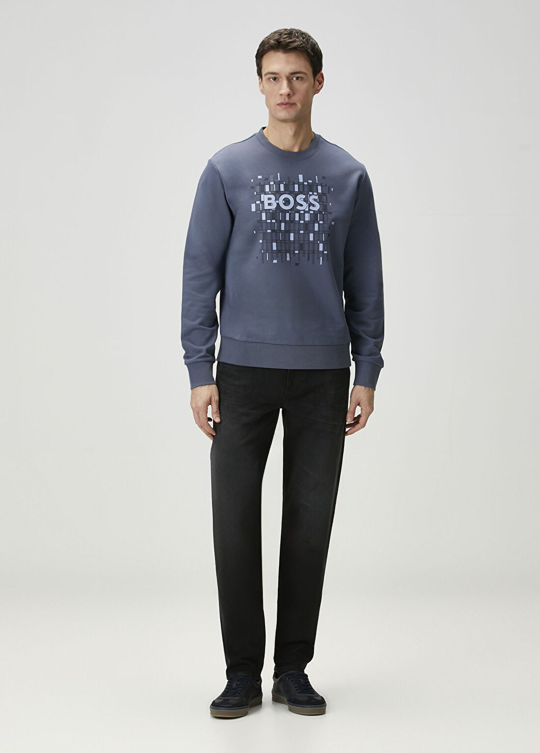 Boss Açık Mavi Logo Baskılı Sweatshirt görsel 2