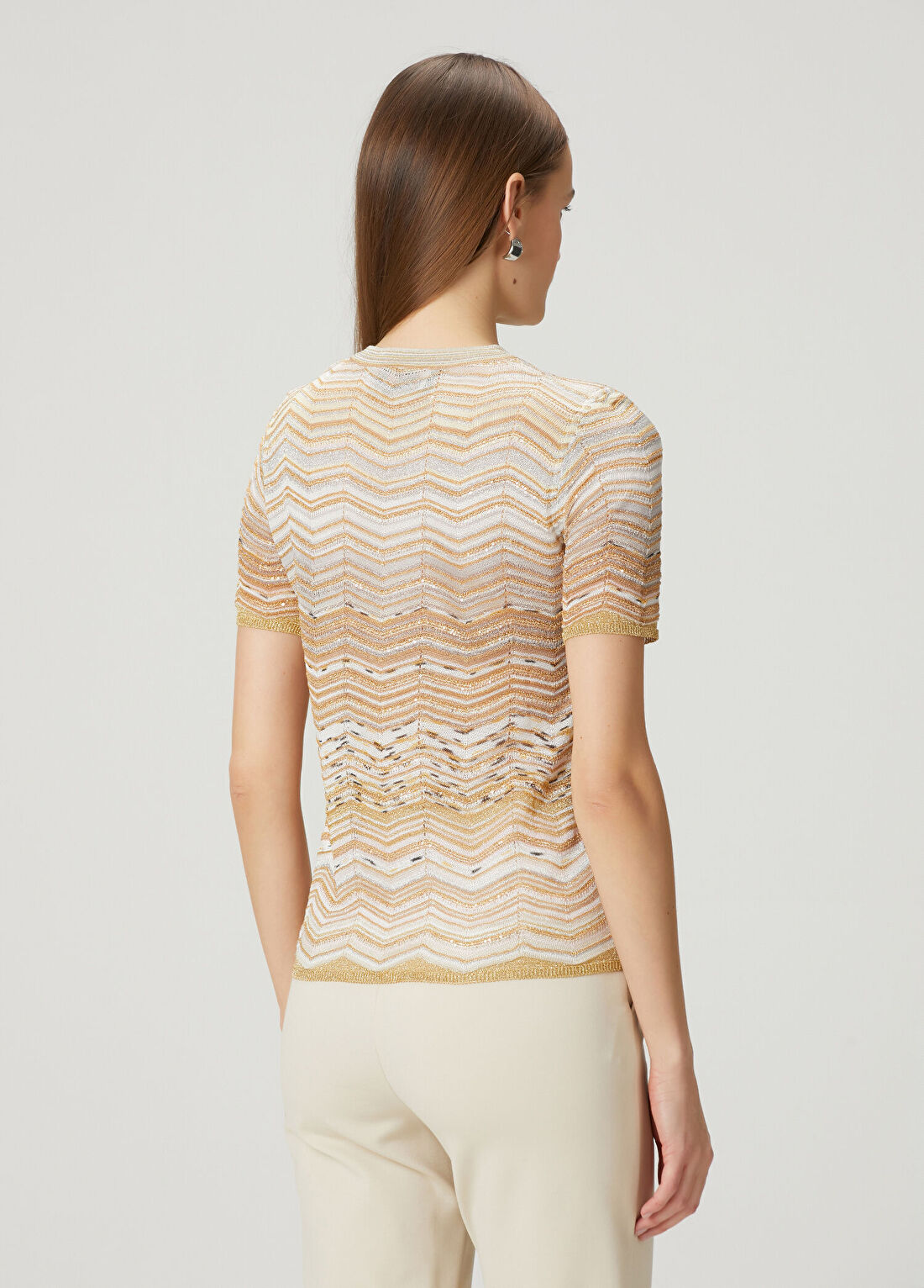 Missoni Gold Bej Payetli Triko görsel 4