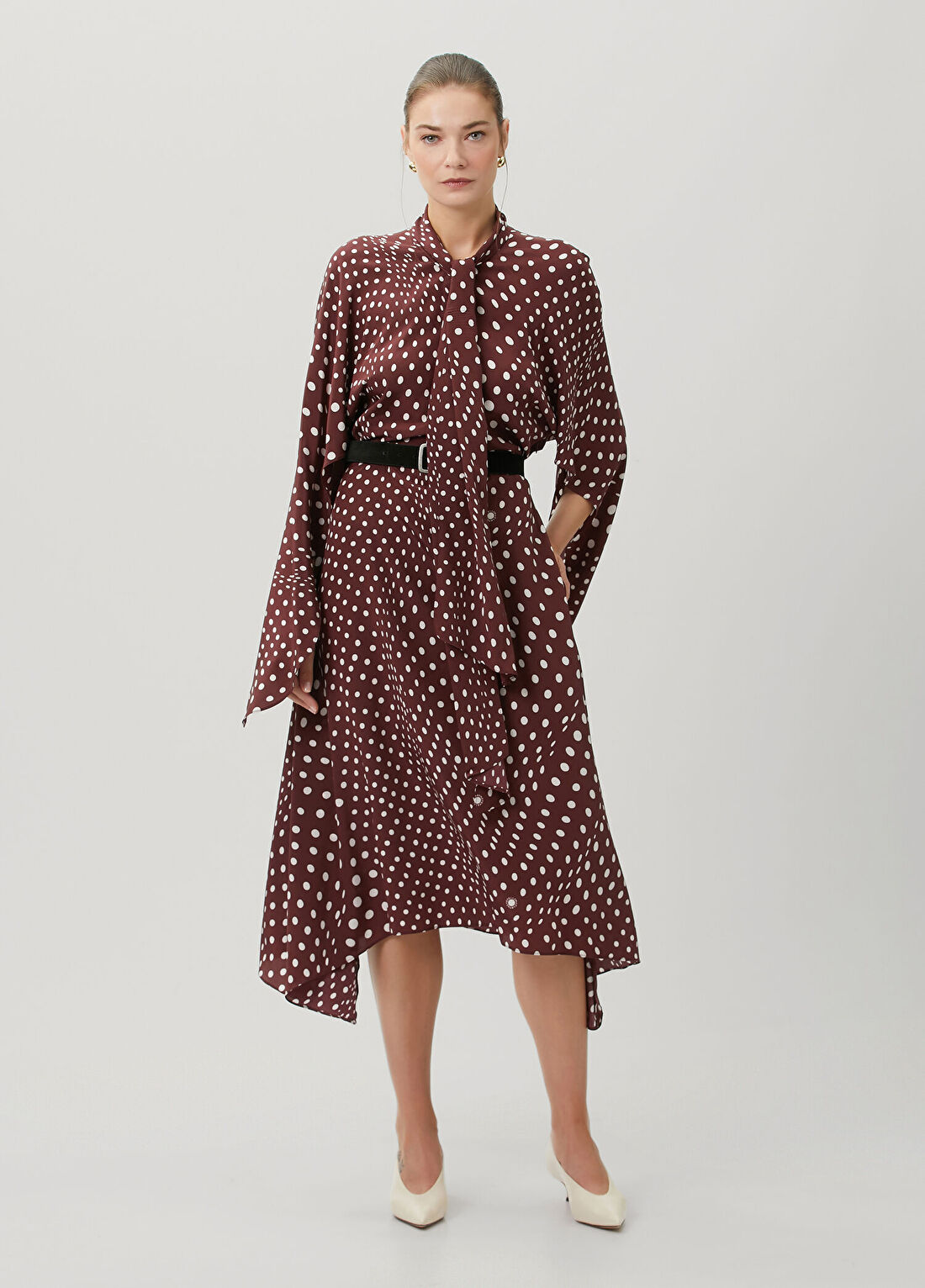 Stella McCartney Bordo Puantiyeli İpek Elbise