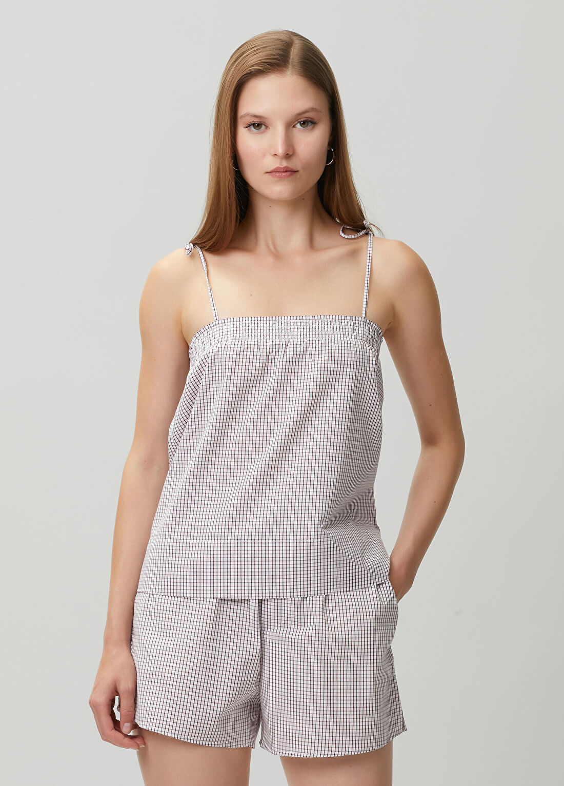 A.P.C. Cleo Kahve Beyaz Kareli Bluz