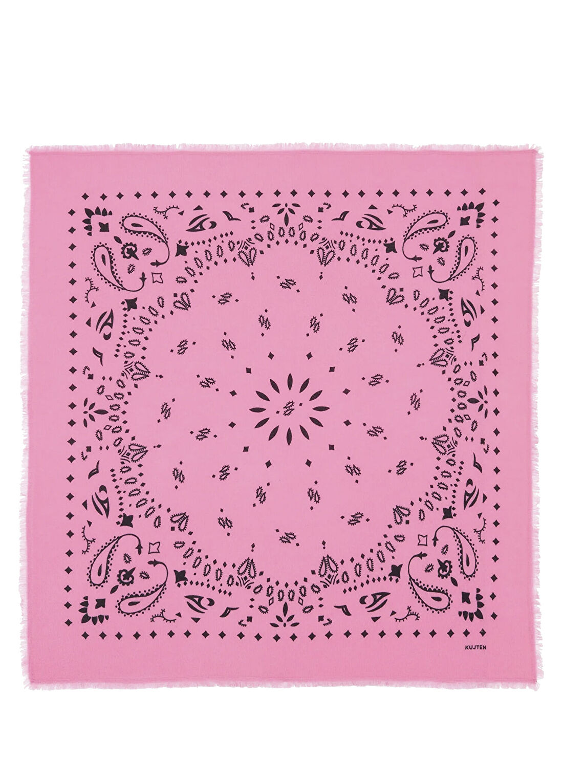 Kujten Hachiko Large Pembe Desenli Kadın Kaşmir Şal