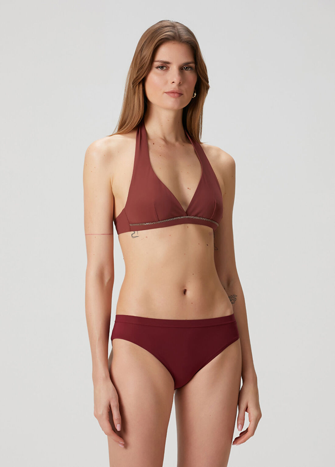 Brunello Cucinelli Gül Kurusu Üçgen Bikini Üstü