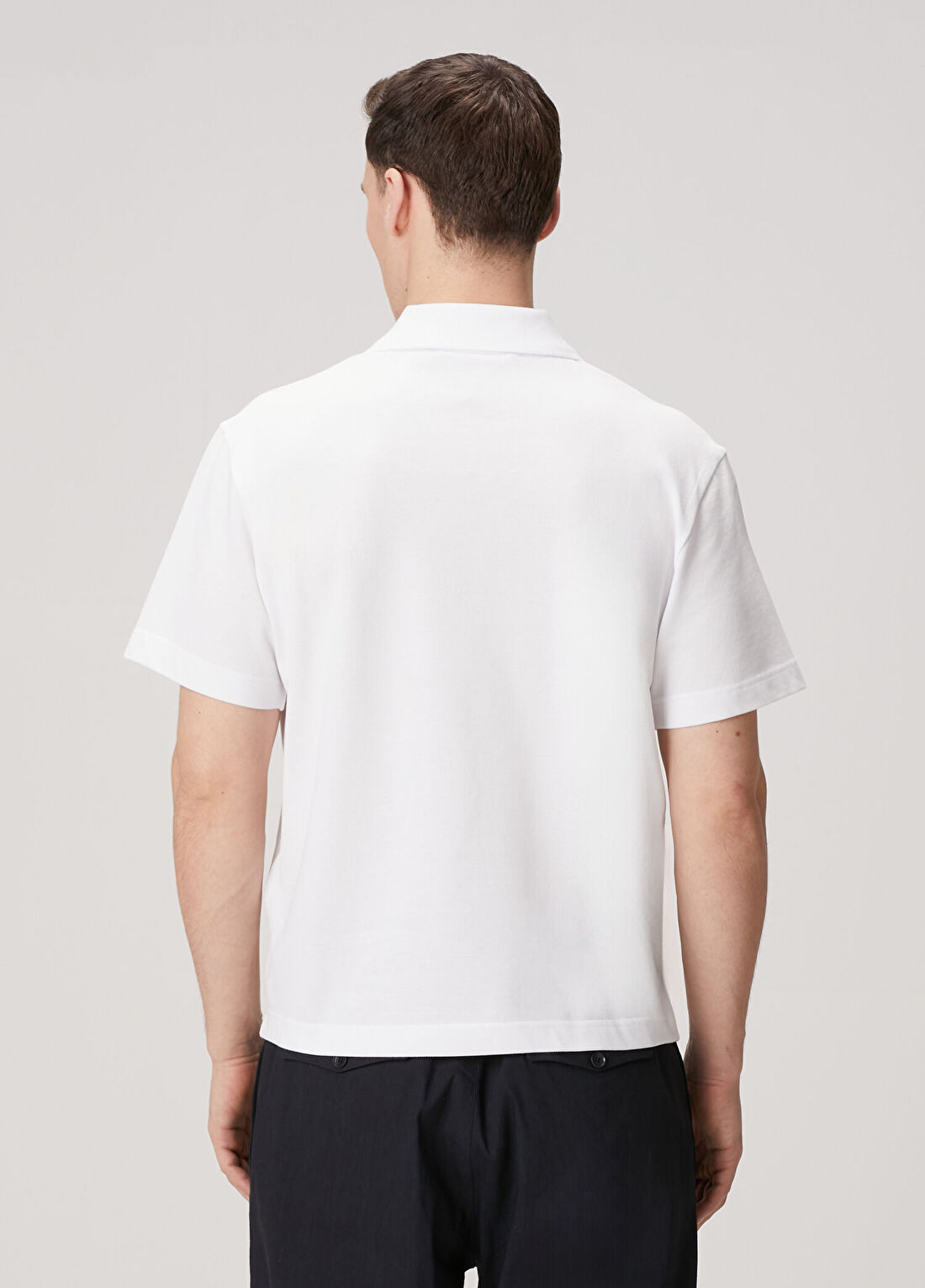Moncler Beyaz Polo Yaka T-shirt görsel 4