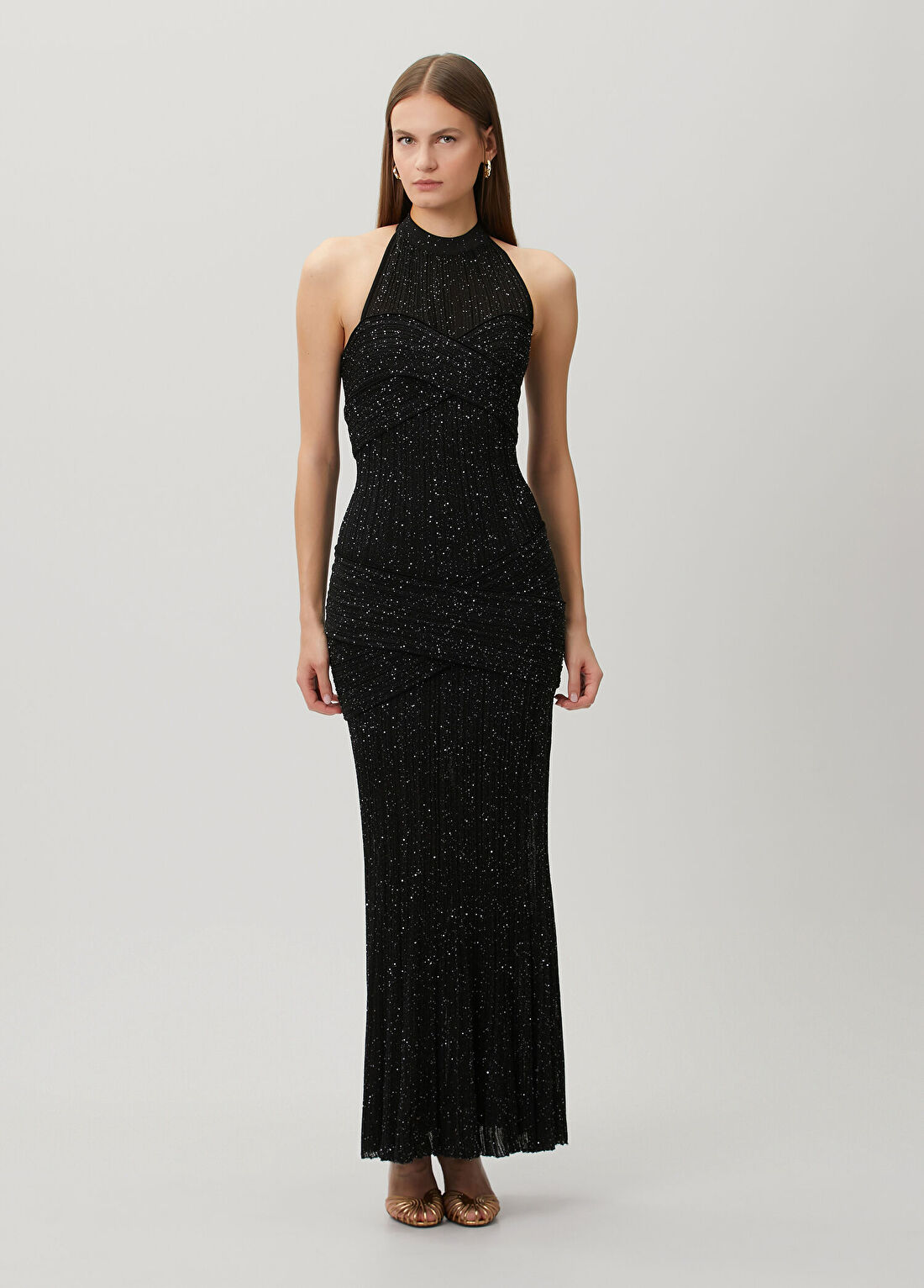 Balmain Siyah Maxi Abiye Elbise görsel 2