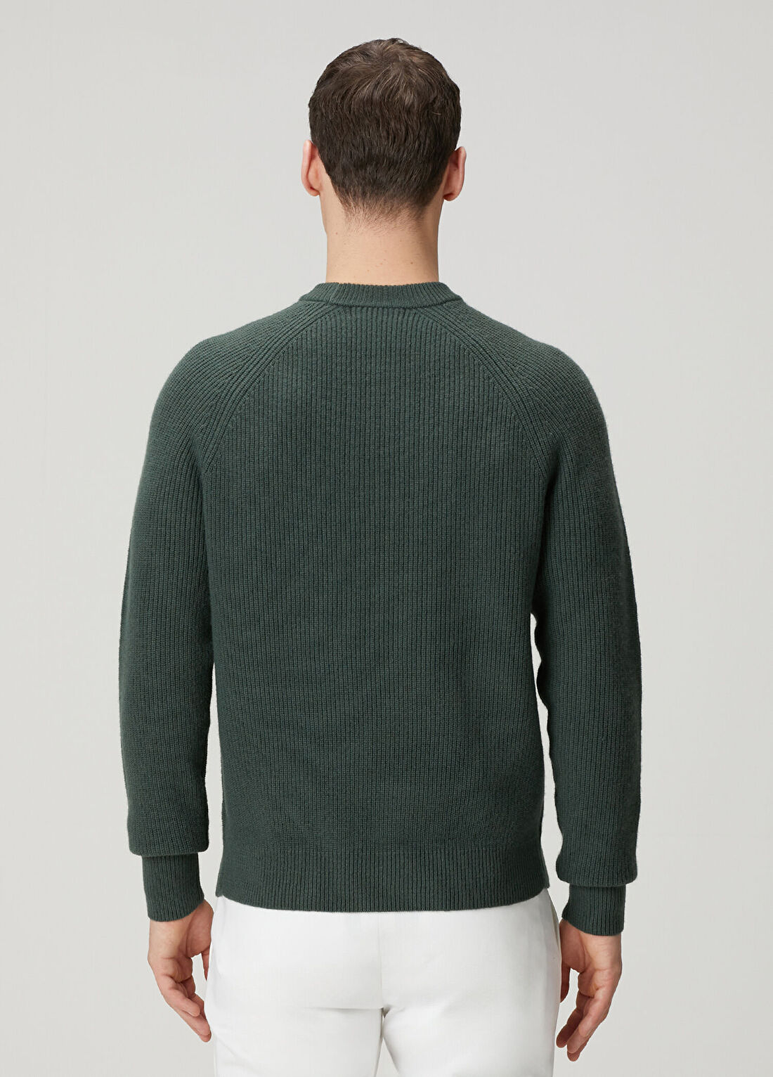 Fred Perry Koyu Yeşil Yün Kazak görsel 4