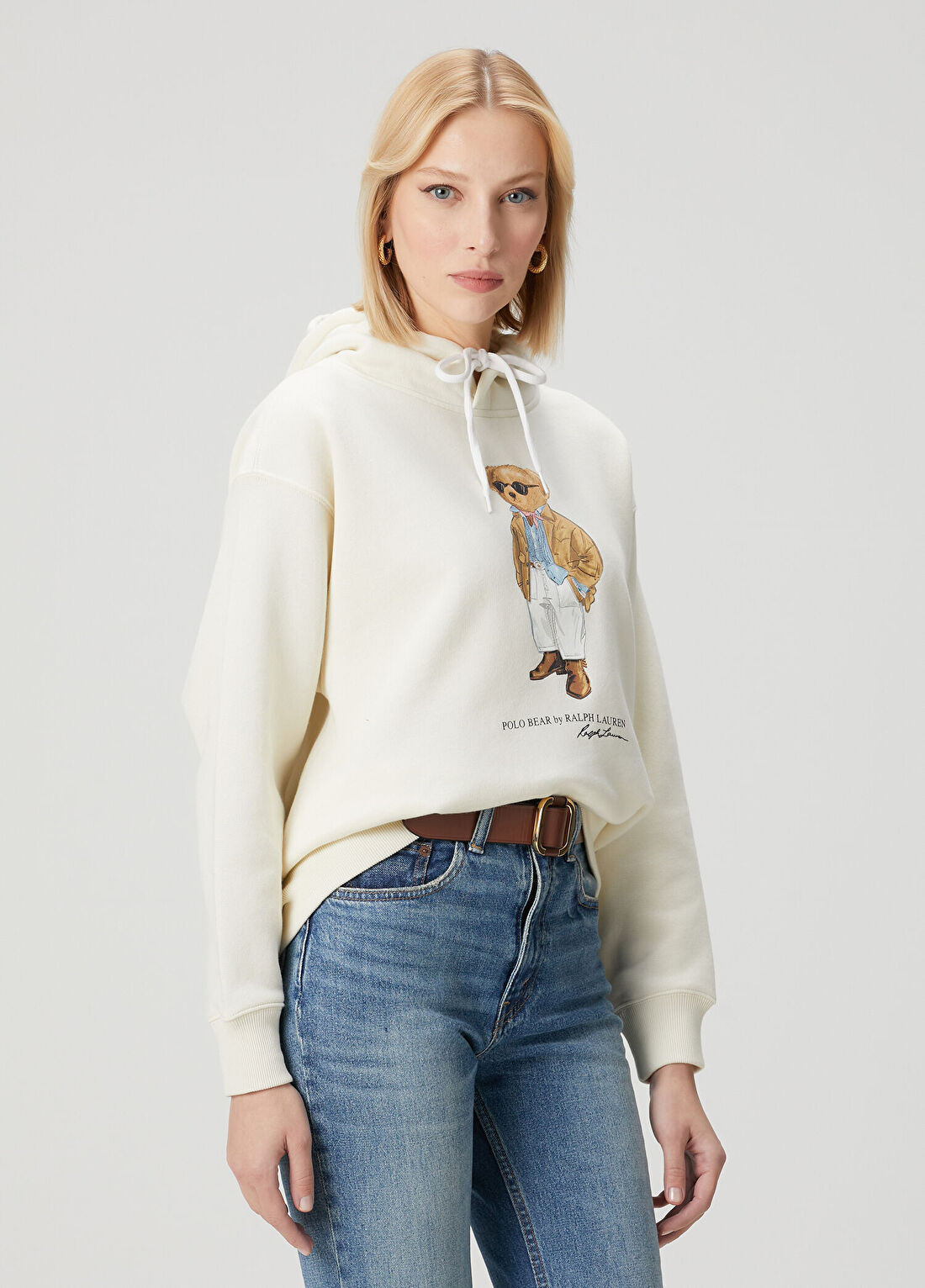 Polo Ralph Lauren Krem Kapüşonlu Sweatshirt görsel 3