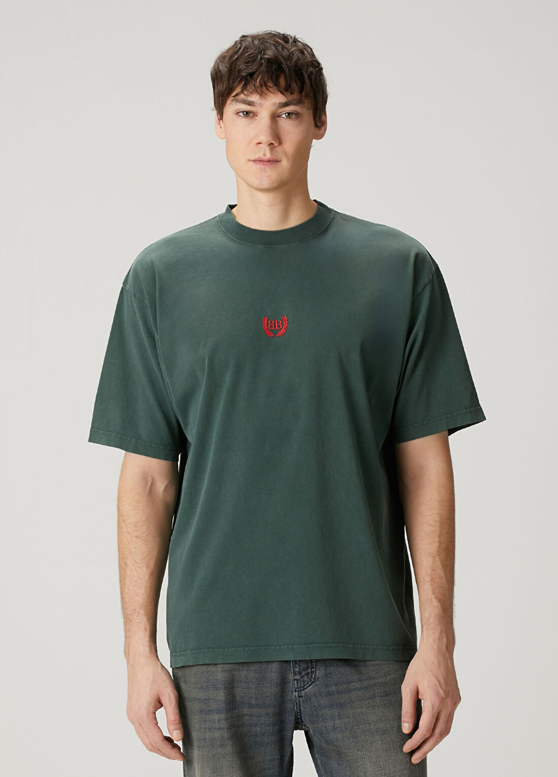 Balenciaga Yeşil Logo Nakışlı T-shirt