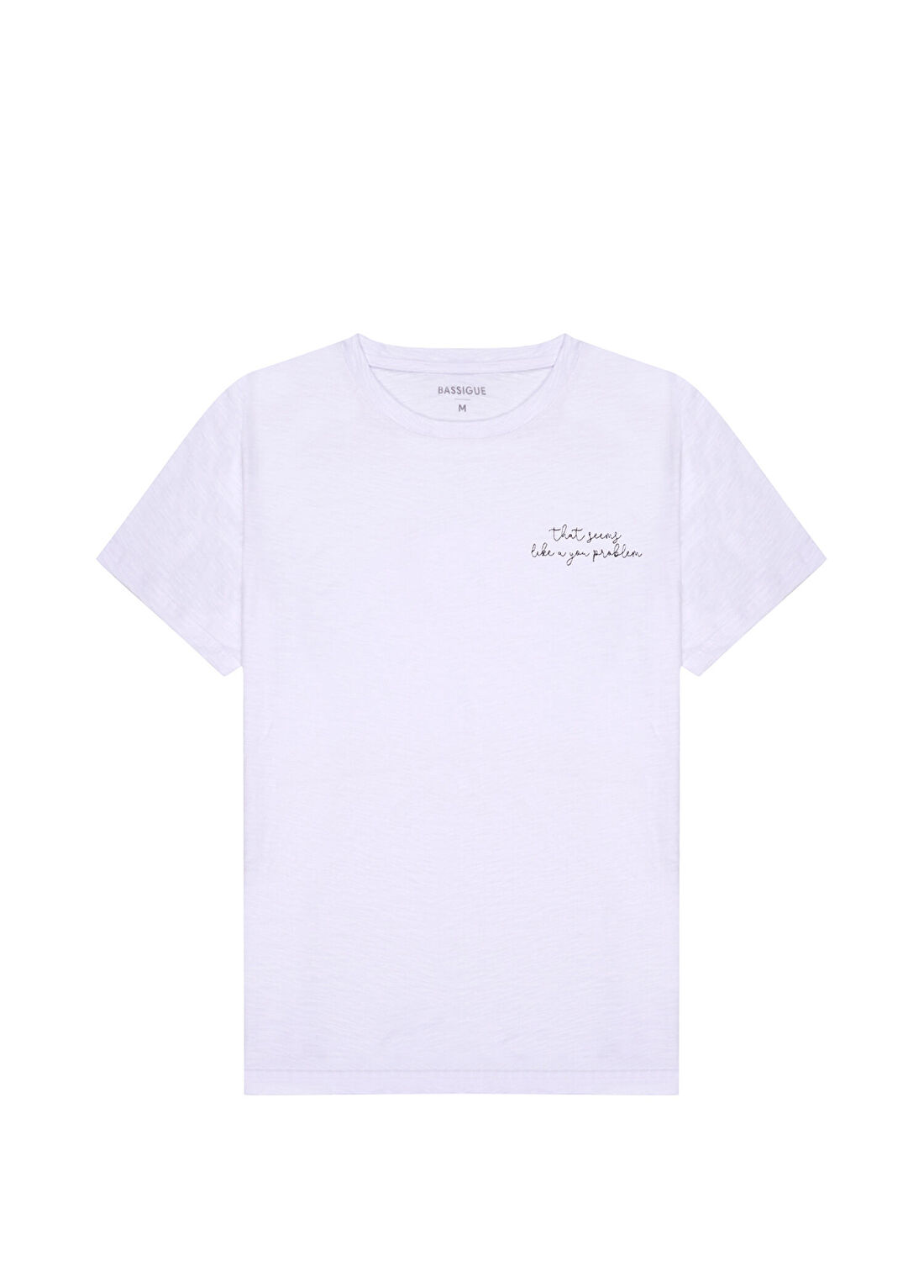 Bassigue You Problem Baskılı Beyaz Pamuklu Kısa Kollu Erkek T-Shirt
