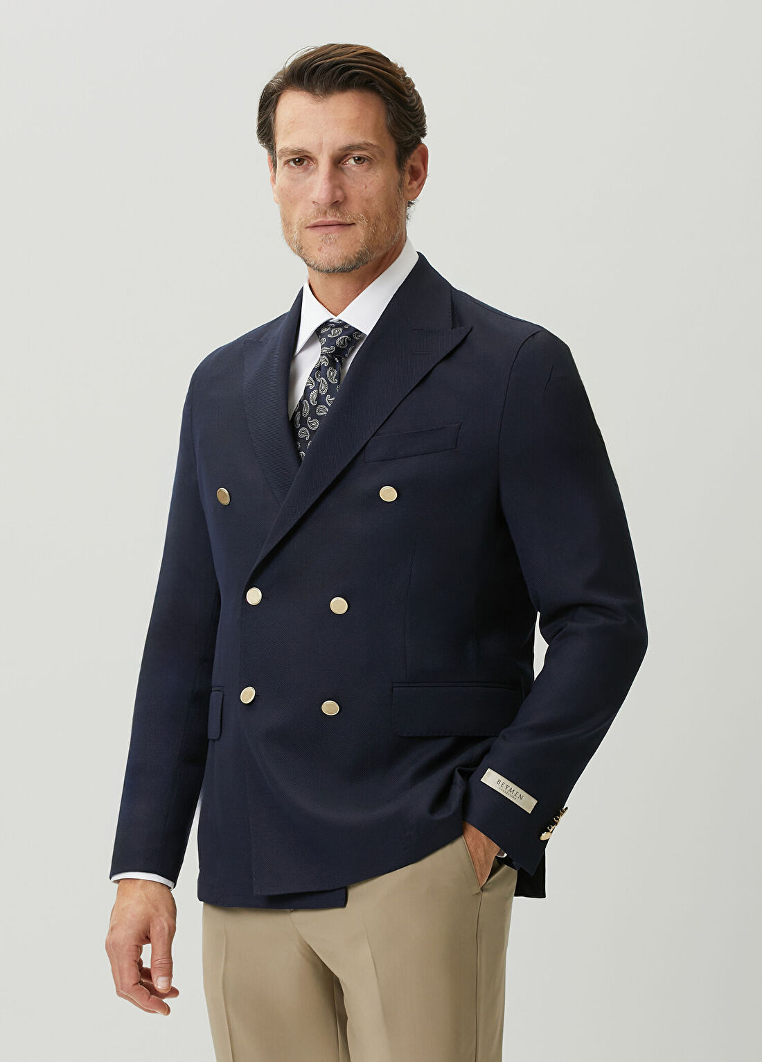 Beymen Collection Drop 7 Lacivert Yün Kruvaze Blazer görsel 4