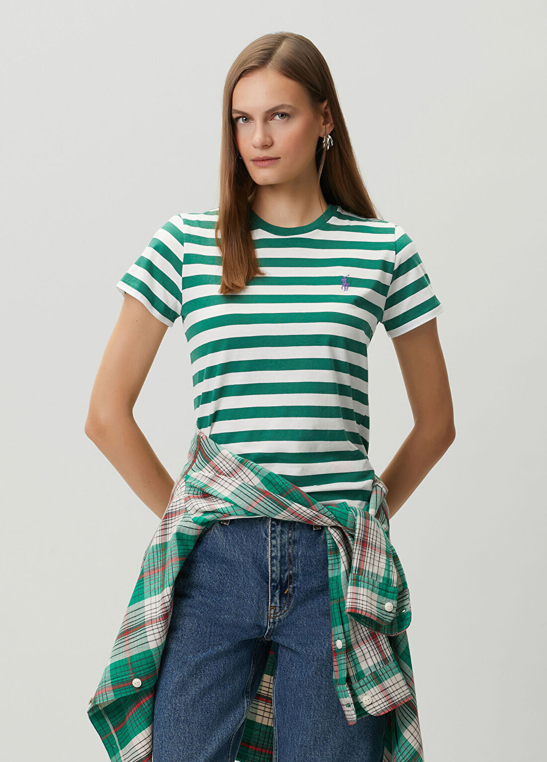 Polo Ralph Lauren Yeşil Beyaz Çizgili T-shirt