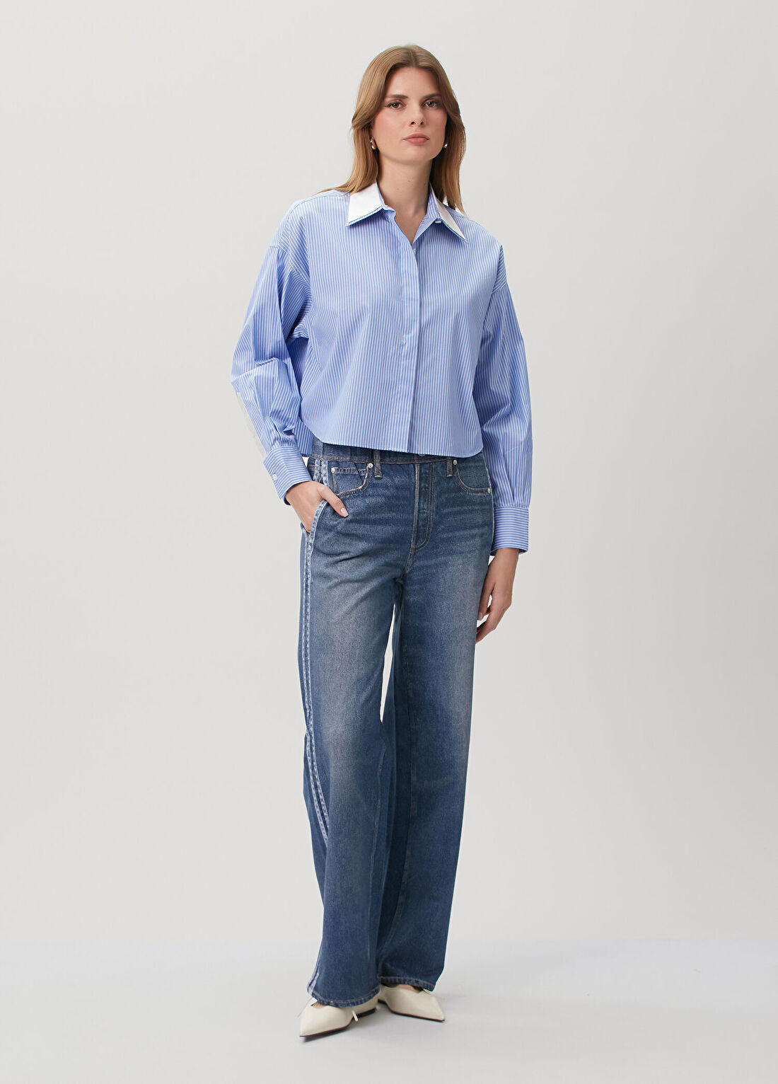 Rag&Bone Marin Mavi Çizgili Gömlek görsel 2
