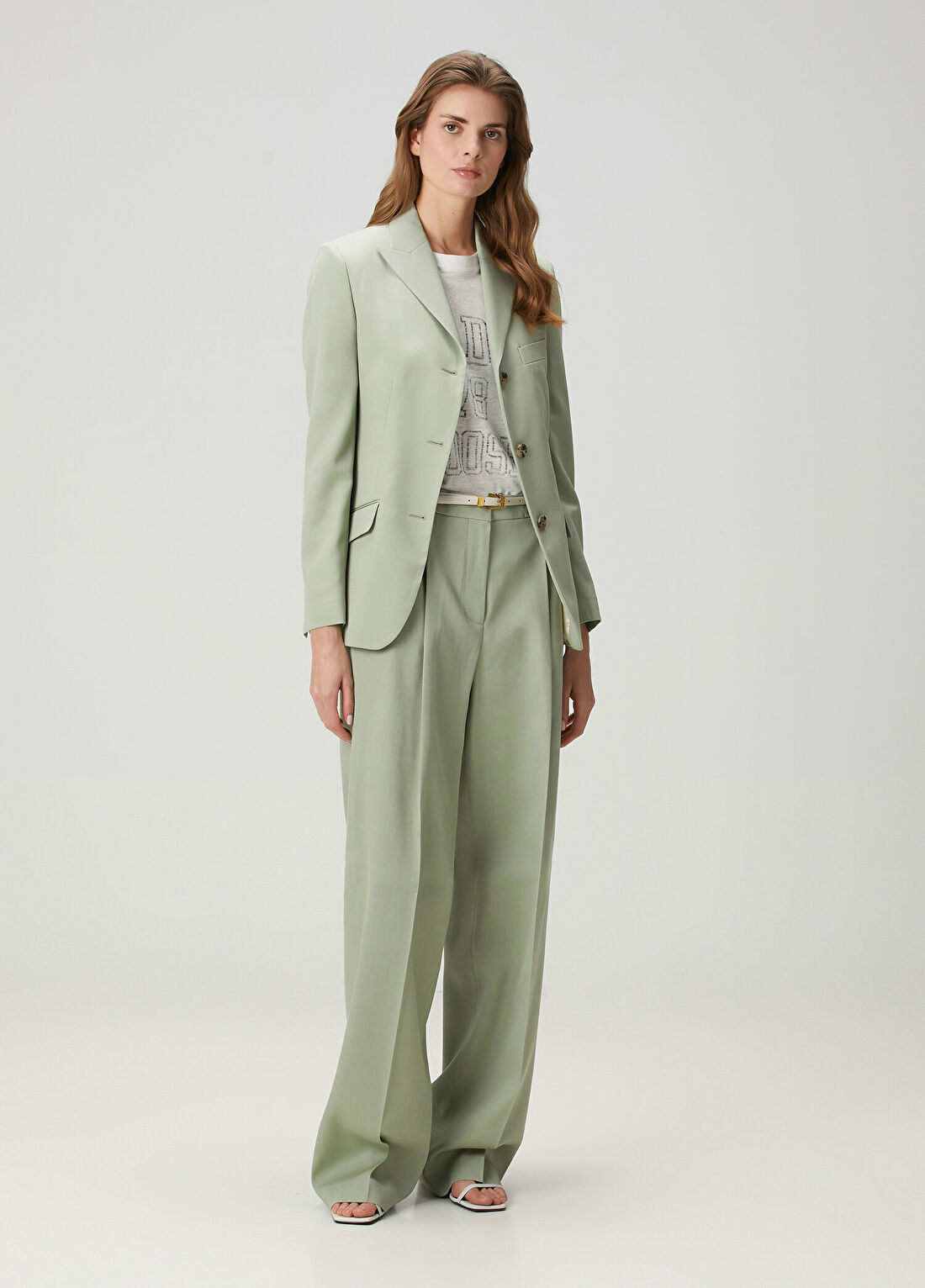 Golden Goose Relaxed Fit Su Yeşili Yün Pantolon