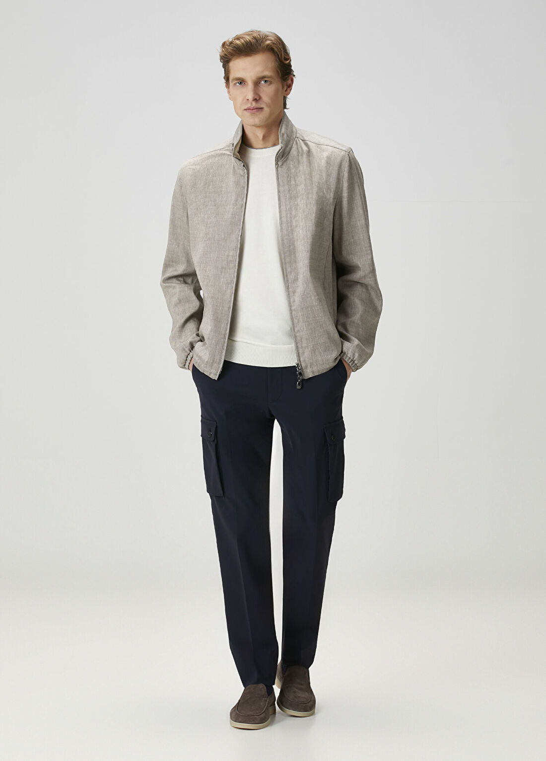 Corneliani Lacivert Beli Kordonlu Kargo Pantolon