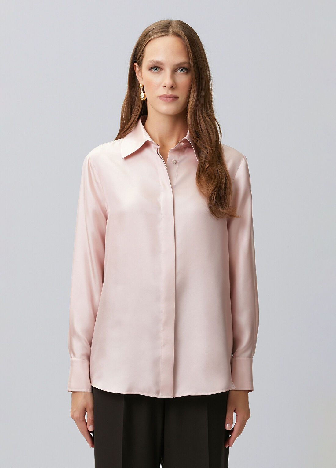 Network Limited Pembe İpek Twill Gömlek görsel 4