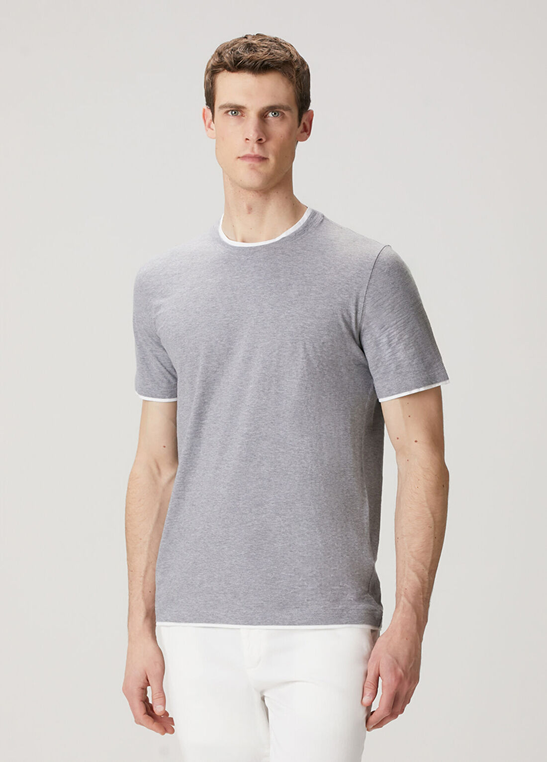 Fedeli Gri Basic T-shirt görsel 3