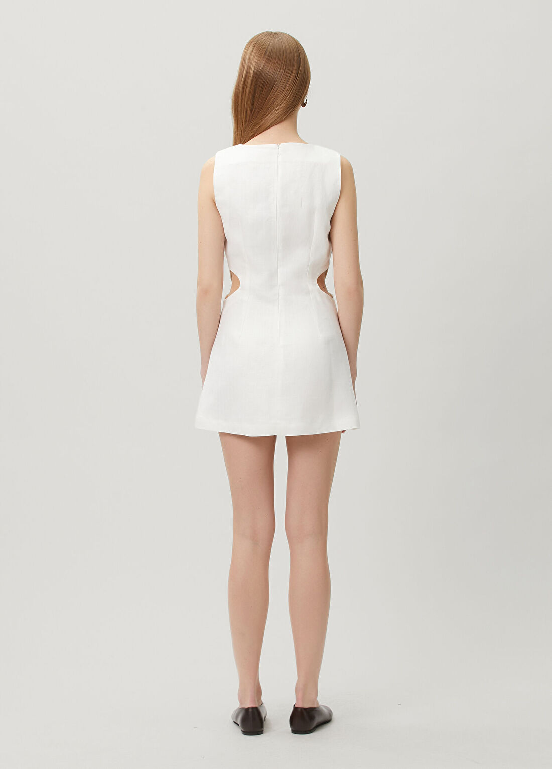 Dor Raw Luxury Softly Altered Beyaz Keten Elbise görsel 4