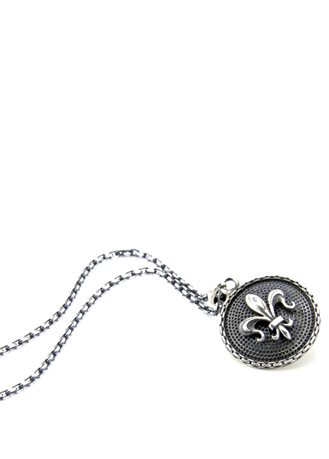 Boga Warrior Chain Shield Fleur De Lis Gümüş Kolye