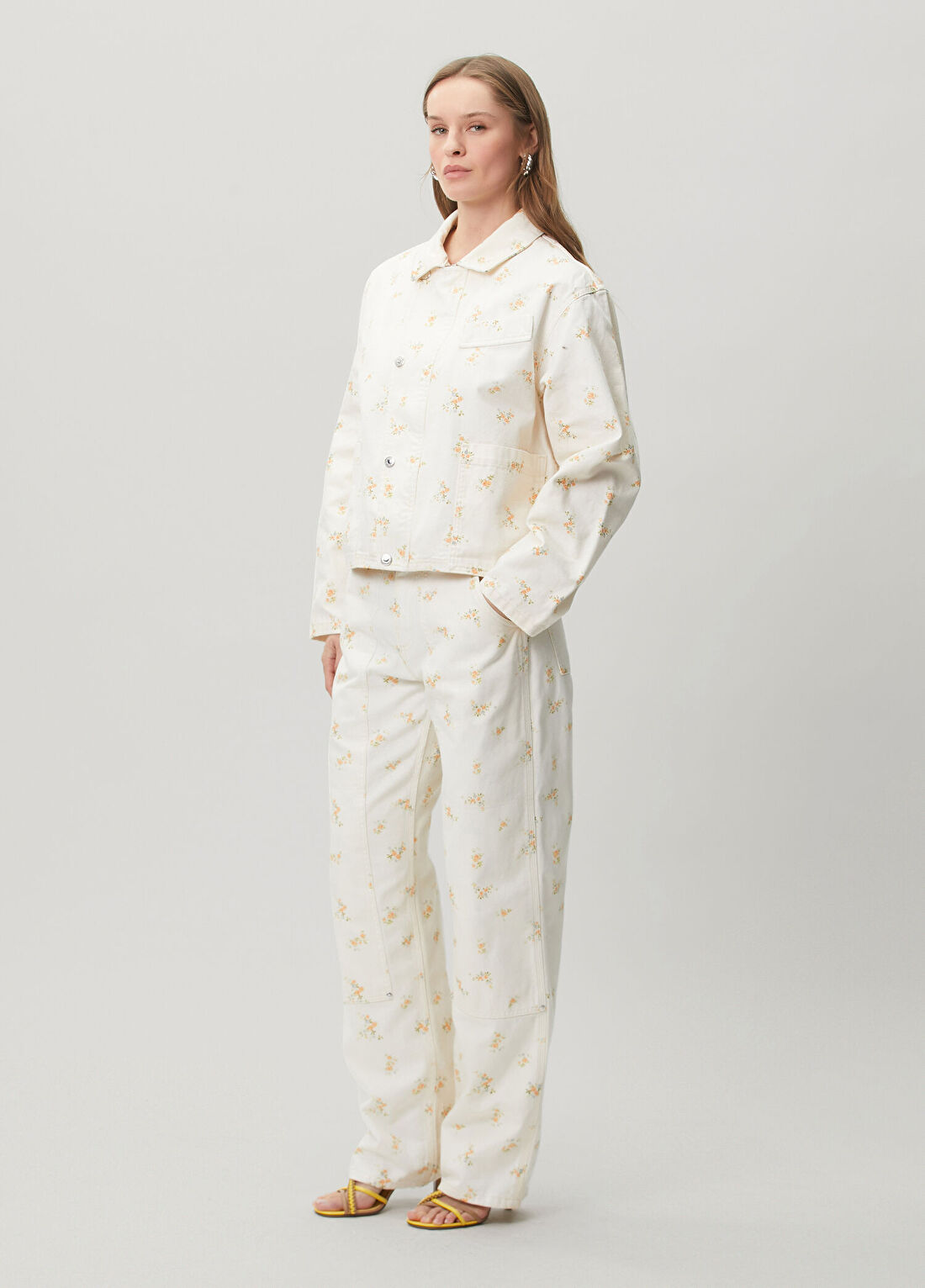 Msgm Kırık Beyaz Çiçekli Pantolon