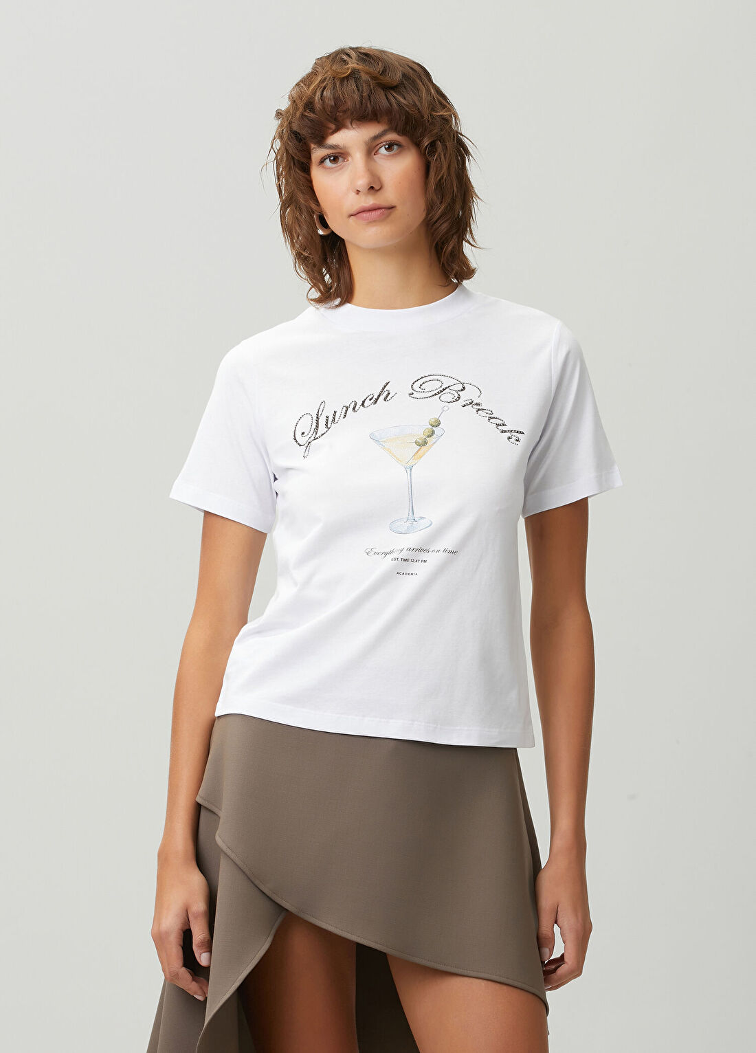 Academia Beyaz Taş Baskılı T-shirt